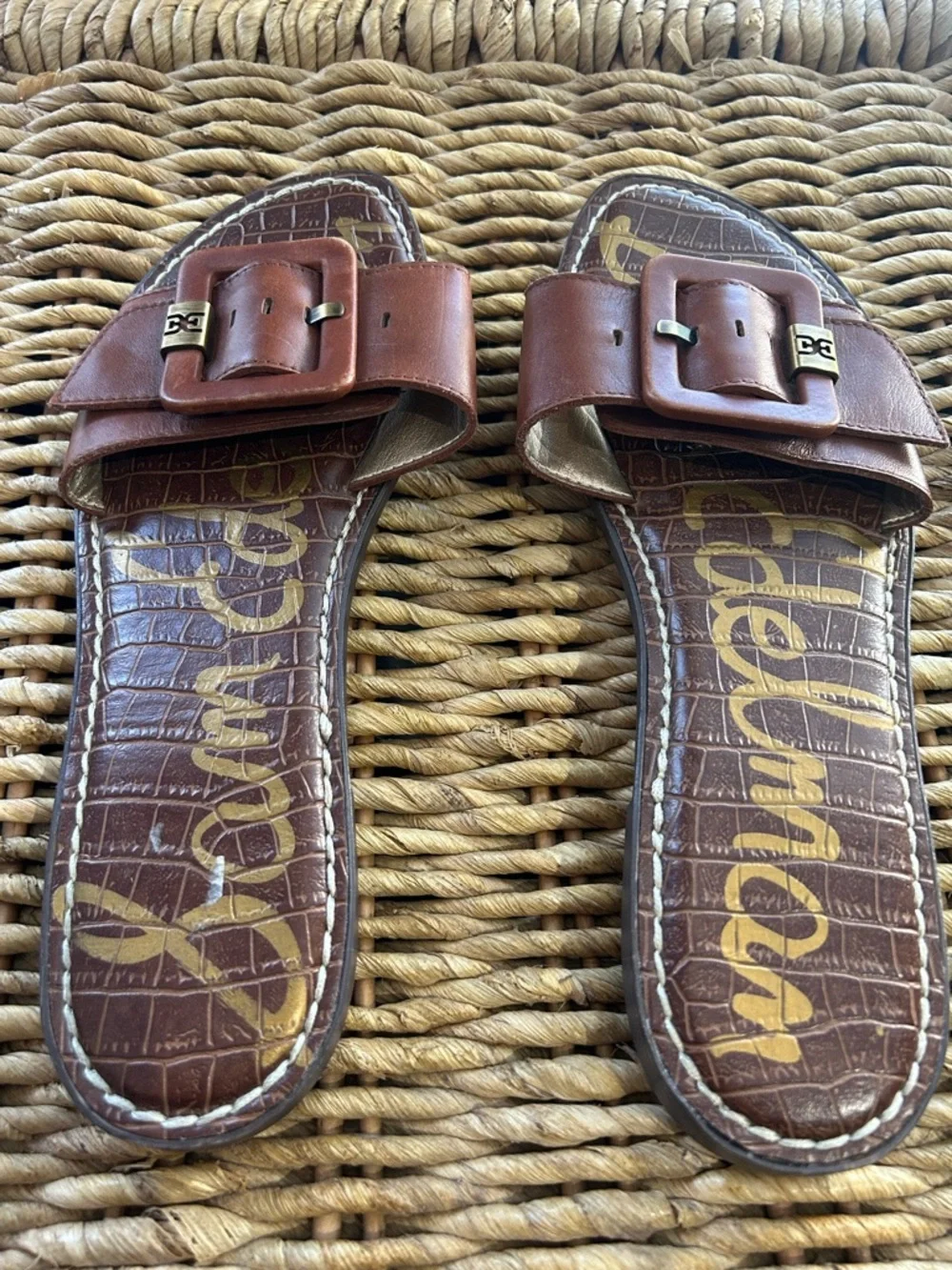 Sam Edelman Granada Brown Leather Buckle Slide Sandals Women’s Size 8 - Picture 6 of 7